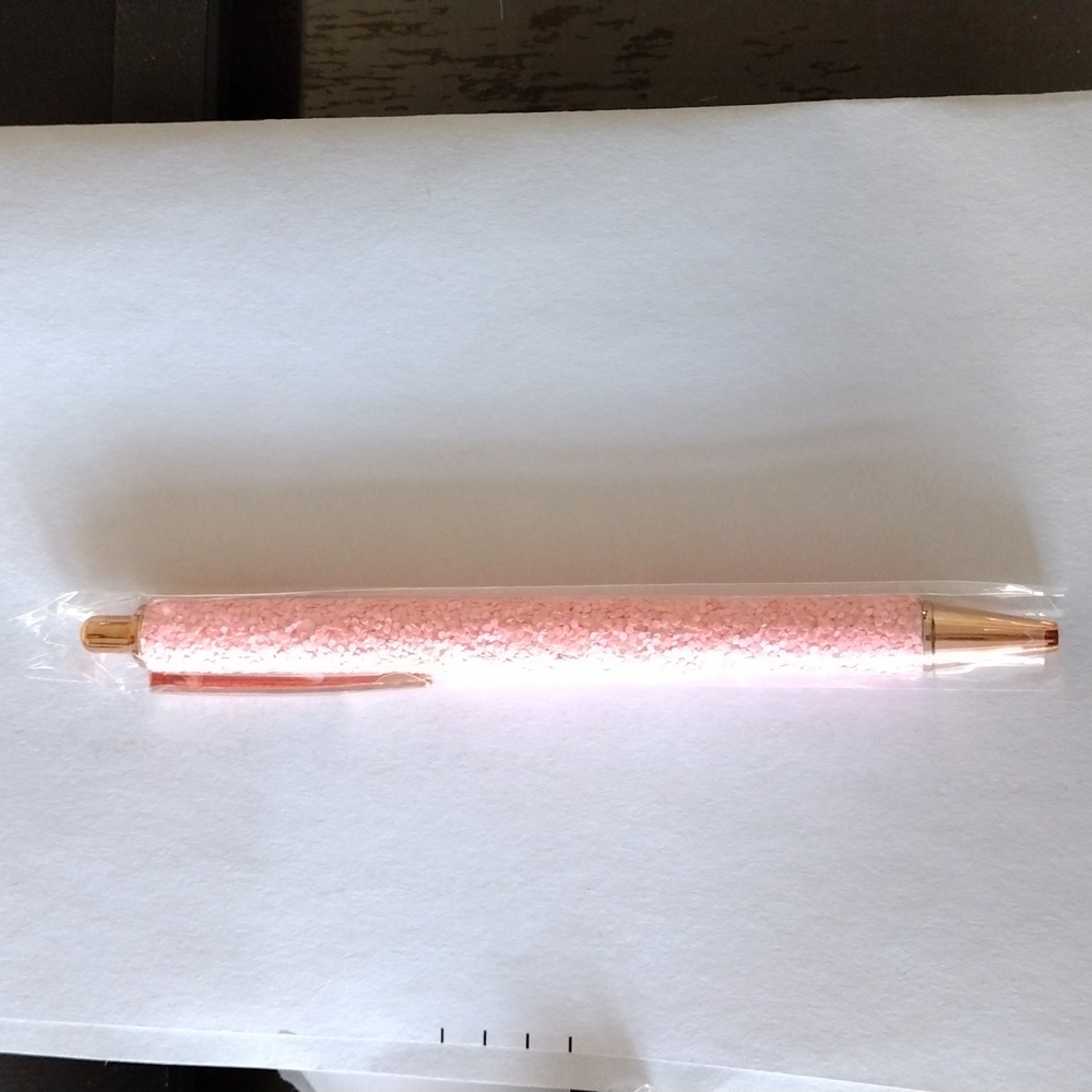 New Sparkling Elegant Pink Textured Ballpoint Pen - Black Ink